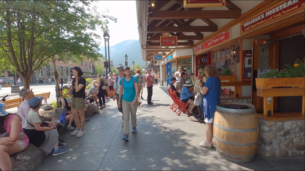Downtown BANFF Walk - Banff Avenue is main street of Banff Town | Canada life vlog