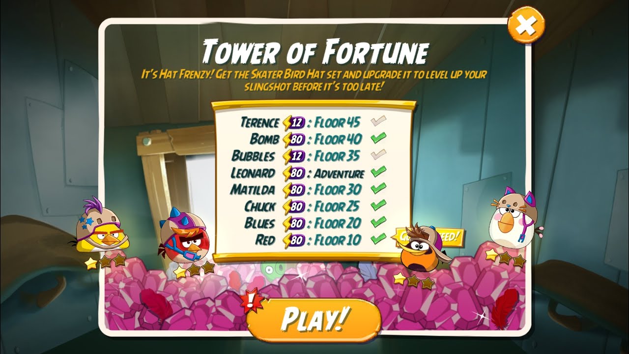 Tower of Fortune - Day 1 for Skater Hat Set Rerun - Angry Birds 2