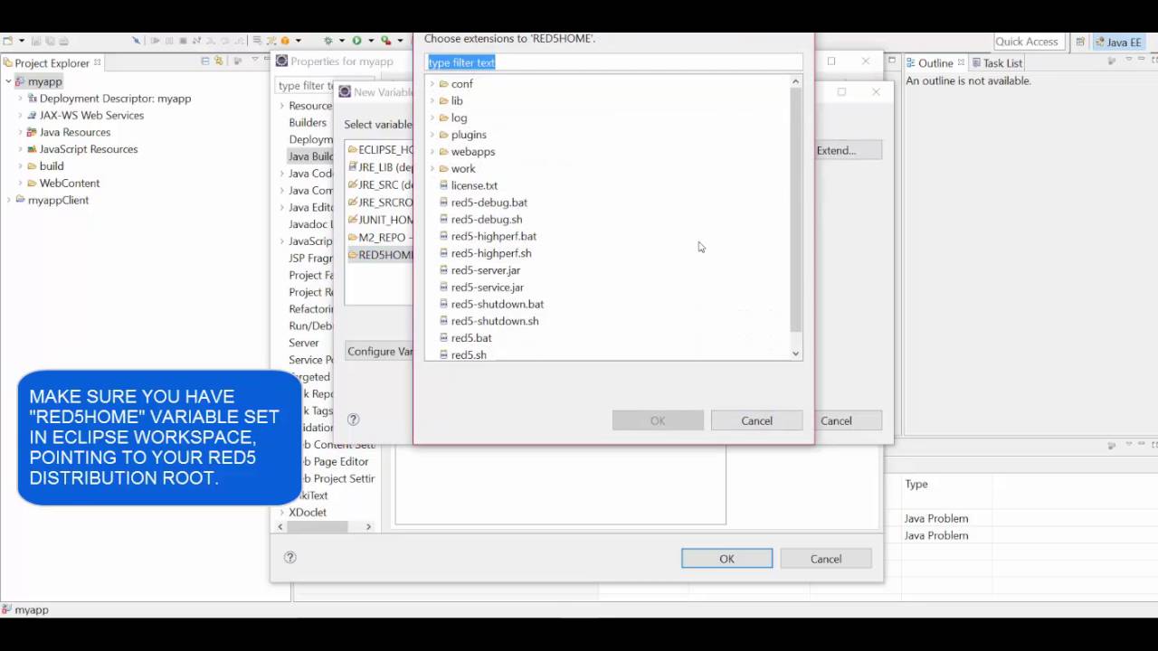 Red5 application creation using red5 eclipse plugin