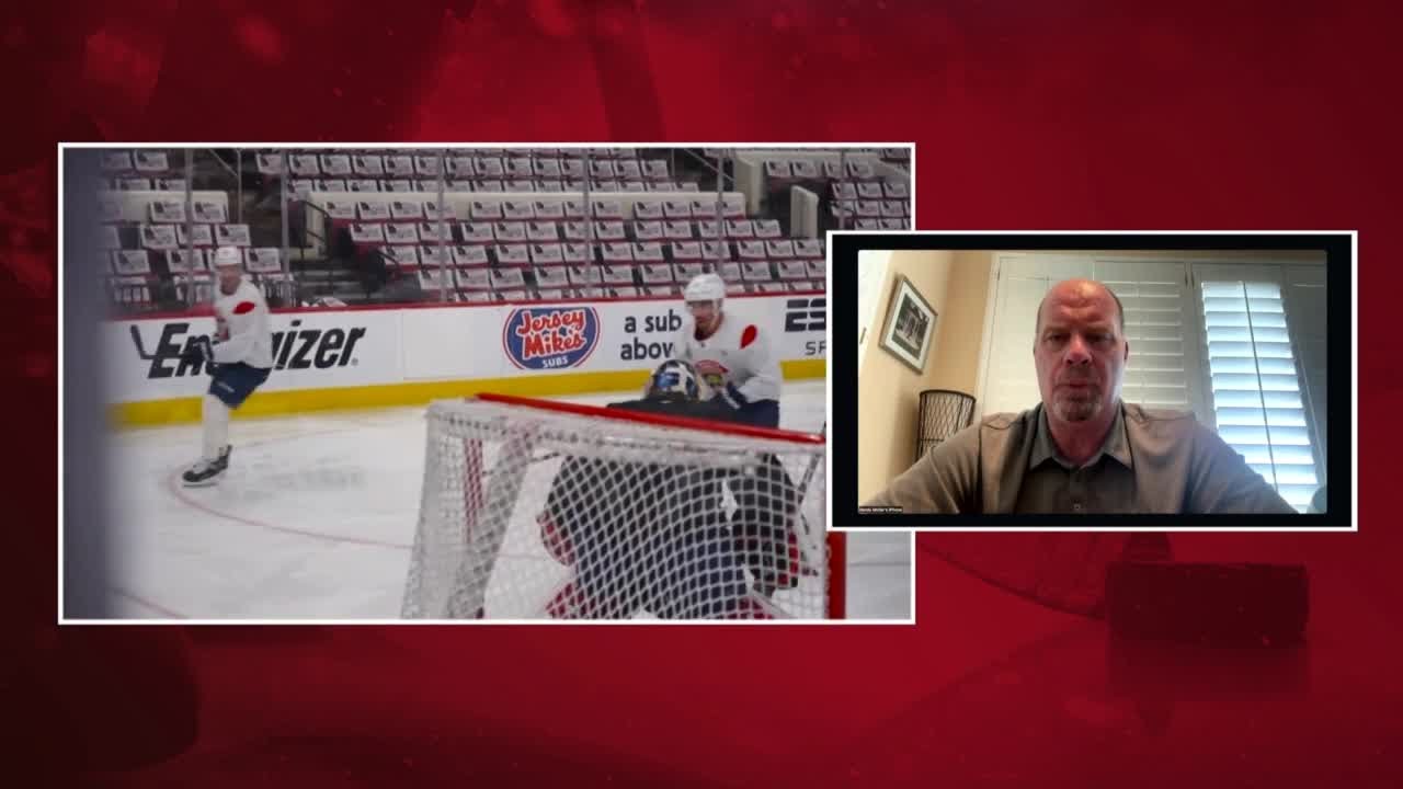 WPTV's Mike Trim talks with Panthers TV analyst Randy Moller