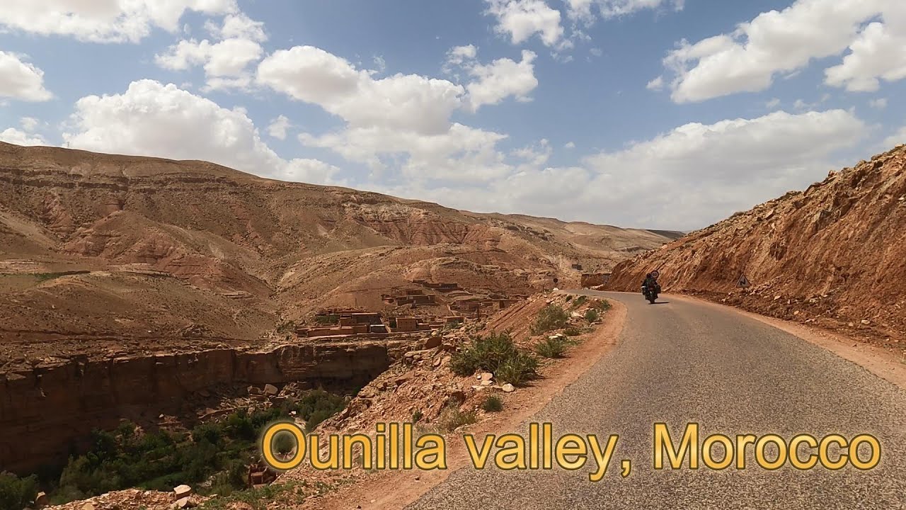 Ounila valley, Morocco on Triumph motorbike