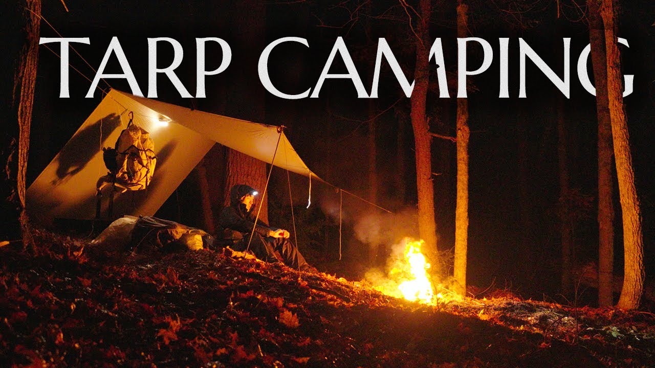 Solo Tarp Camping in Rain - Campfire Tacos