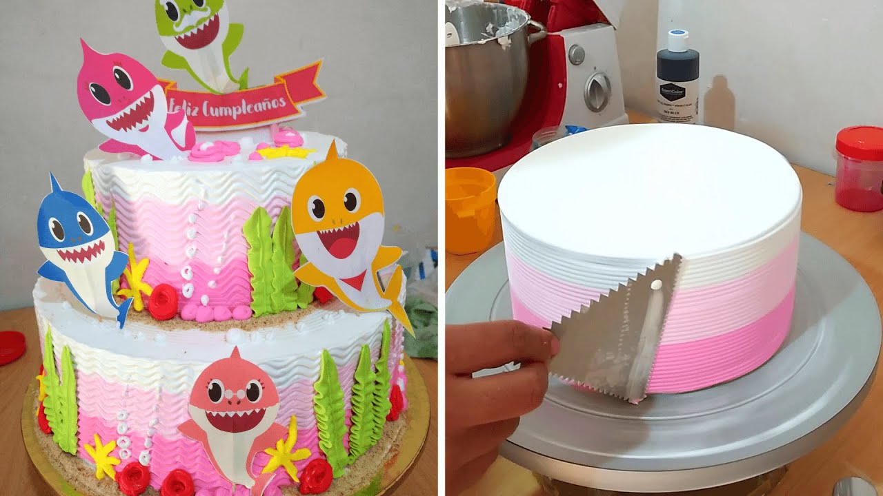 PASTEL DE BABY SHARK PARA NIÑA | baby shark cake for girl | bolo baby shark para menina
