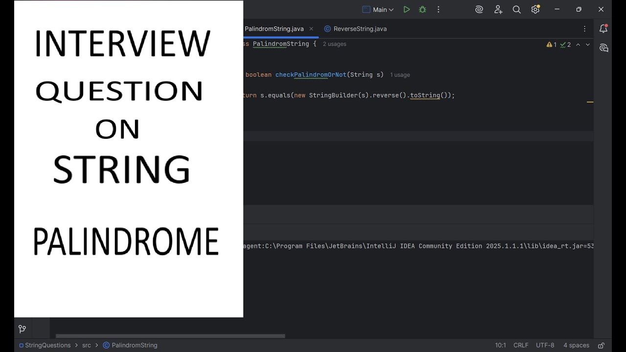 2. Check If a String Is a Palindrome in Java | Step-by-Step Tutorial
