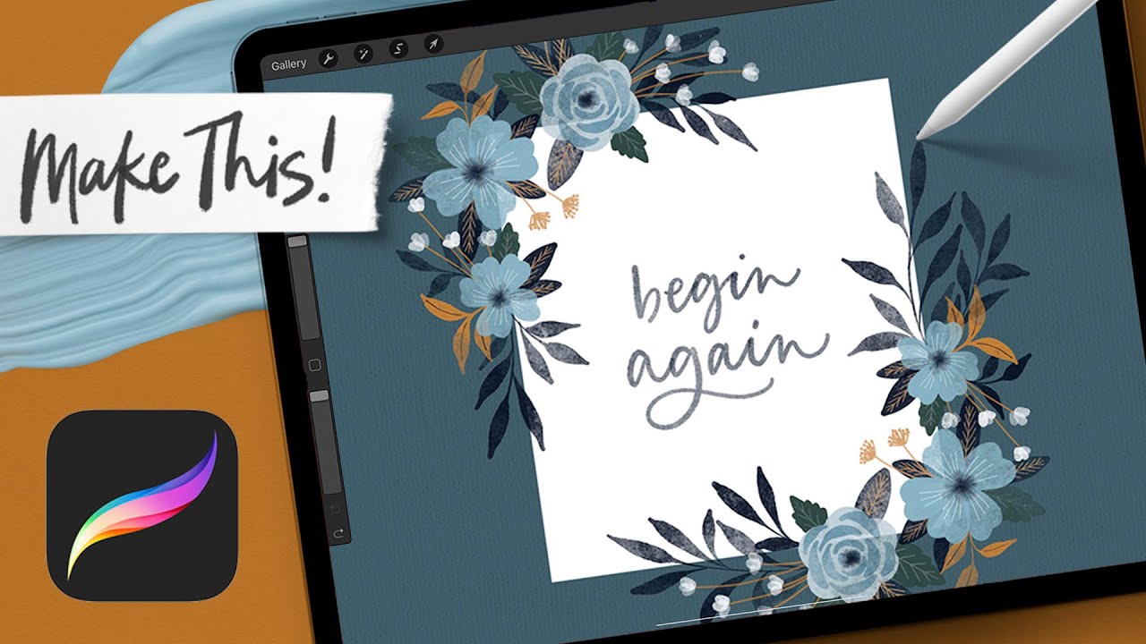 Paint Winter Watercolor Floral Borders in Procreate | PROCREATE FOR BEGINNERS