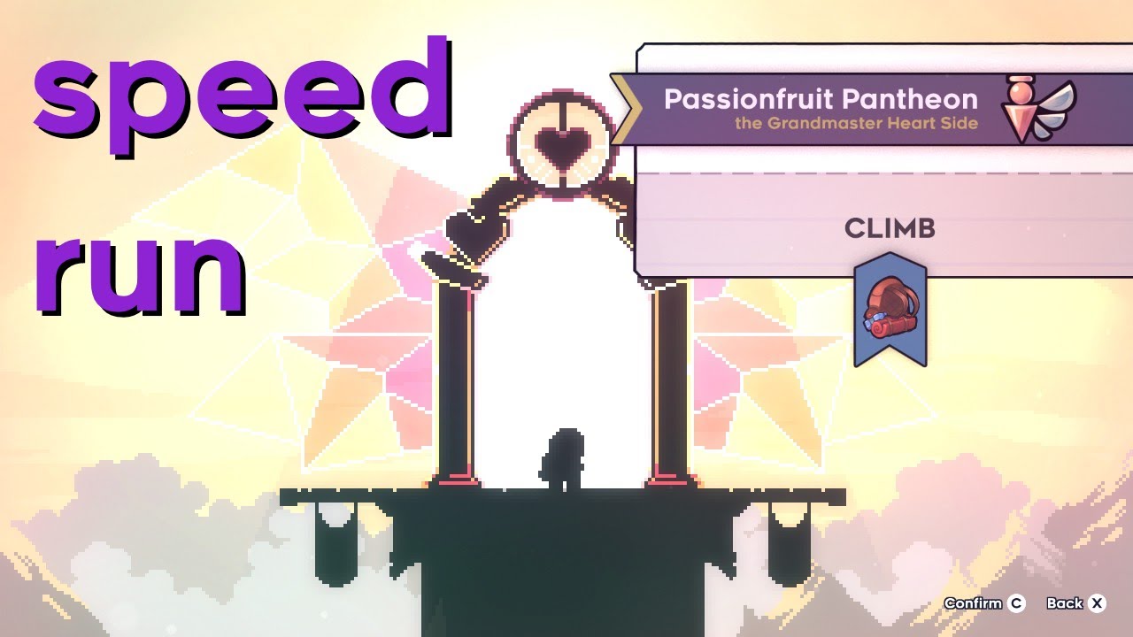 [Celeste Strawberry Jam] Passionfruit Pantheon in 19:17.683 and 44 deaths (Dev speedrun)