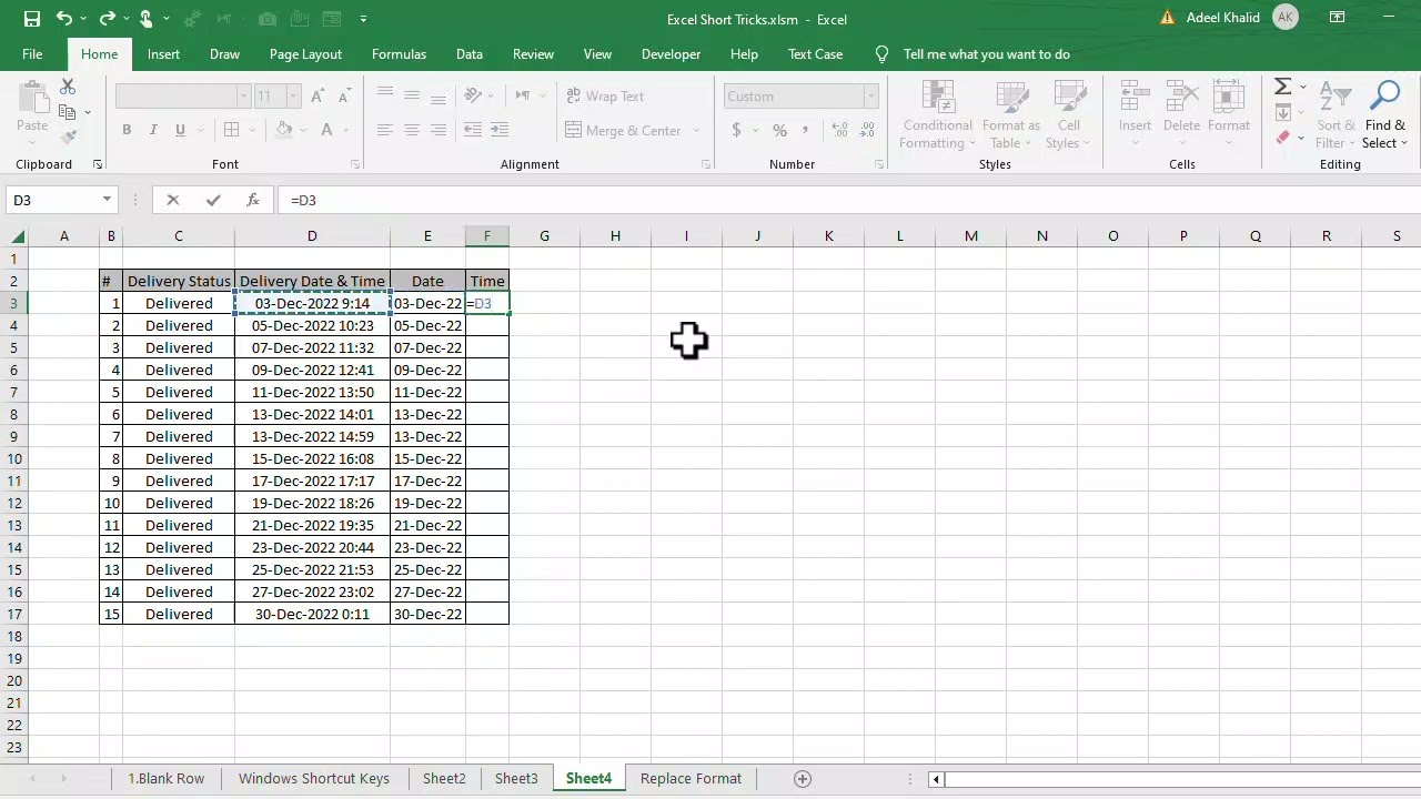 How to Separate Date & Time in Different Columns in Excel | A Must Watch Excel Trick