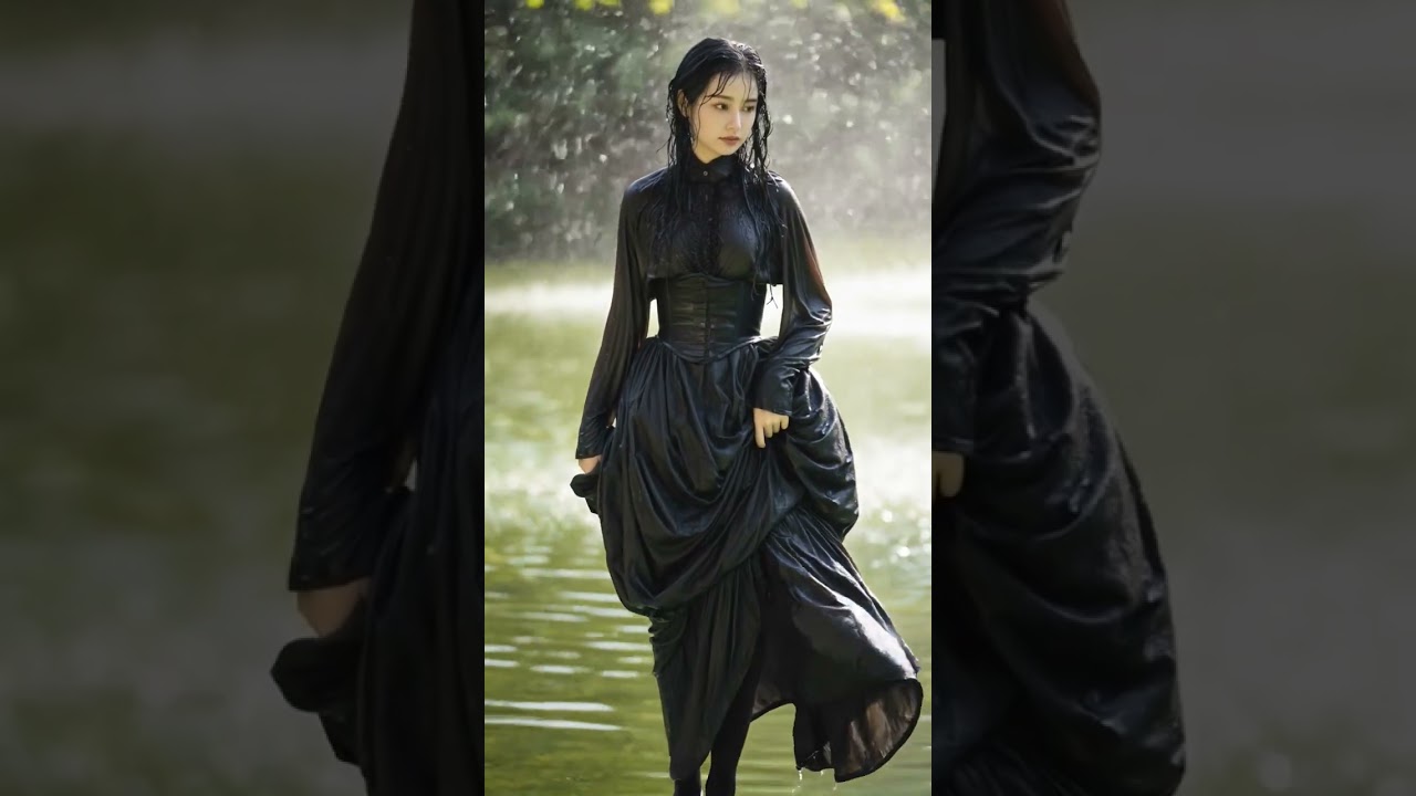 beauty in medival outfit drenched #wetclothes