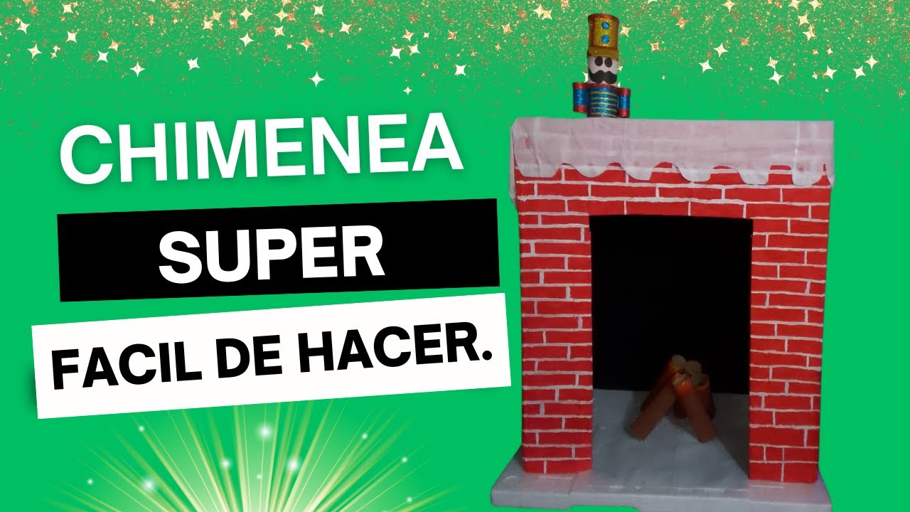 HERMOSA CHIMENEA NAVIDEÑA  DE CAJA DE CARTÓN