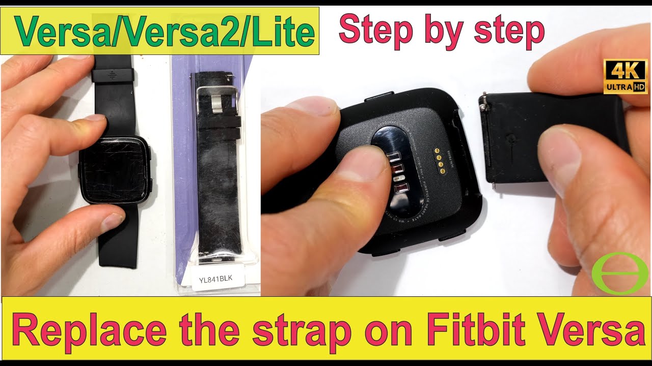 How to replace a strap on the Fitbit Versa/Versa 2 / Versa Lite - step by step - close up
