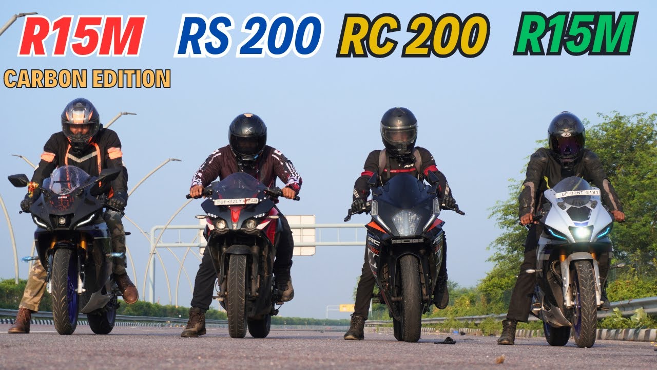 New R15M Carbon Edition vs Pulsar RS200 vs KTM RC200 vs Yamaha R15M Drag Race 🔥
