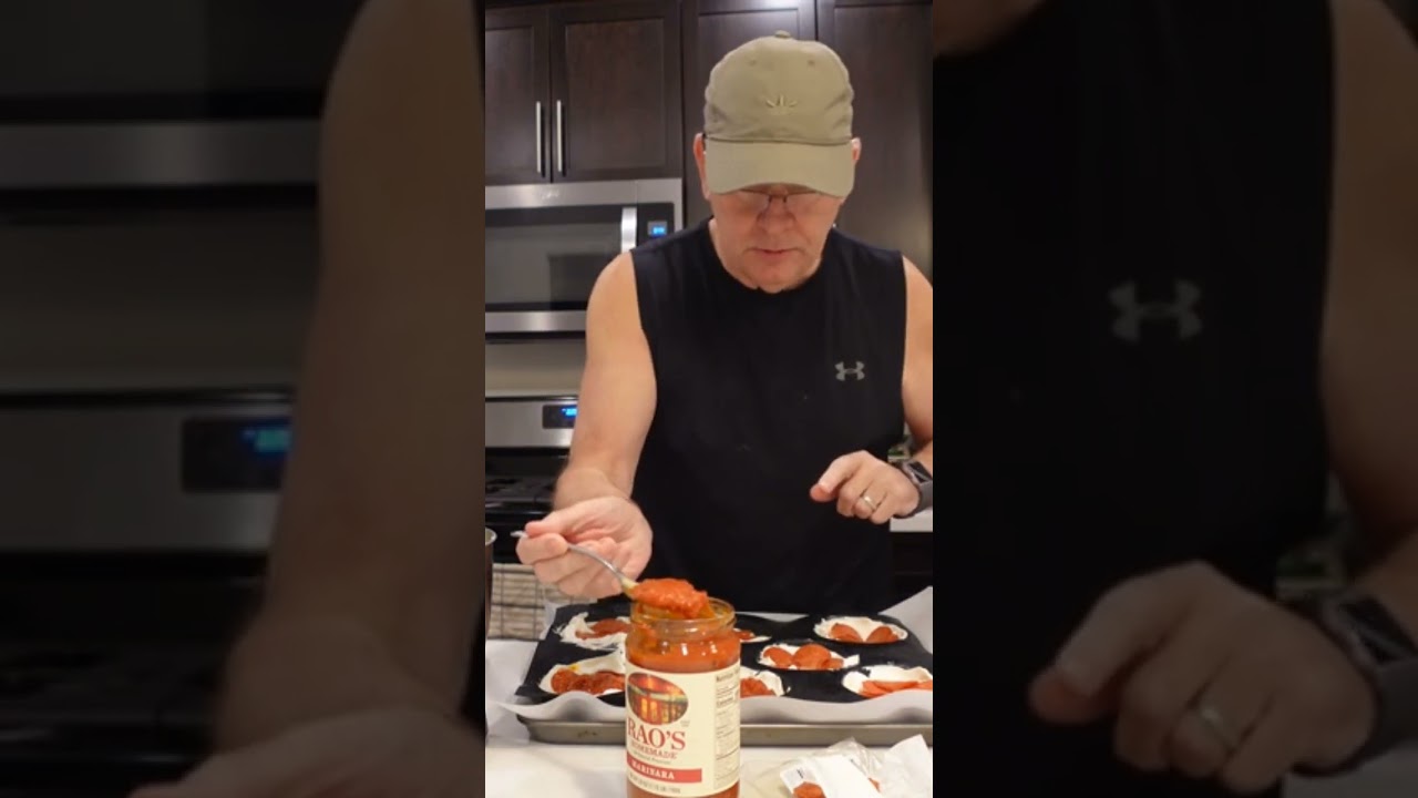 Adding the sauce to the psmf hot pockets