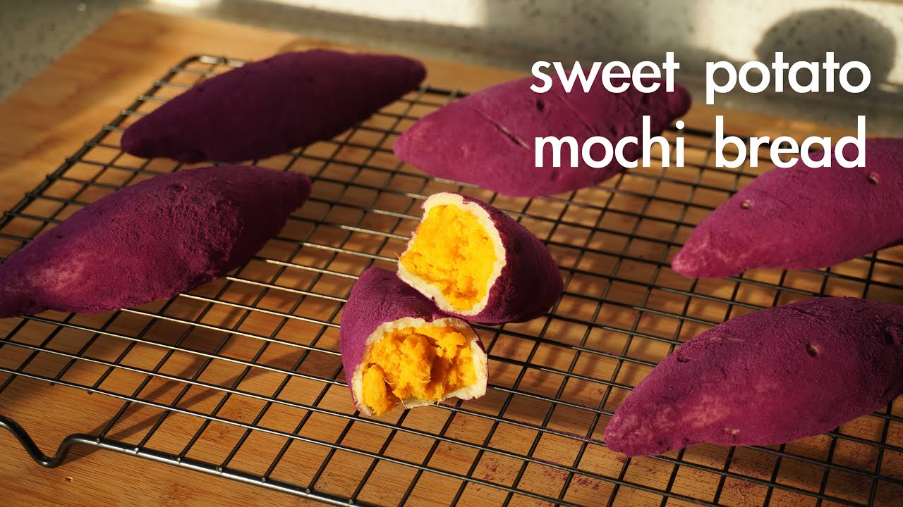 Sweet potato mochi bread: looks and taste like a sweet potato🍠 红薯麻薯面包
