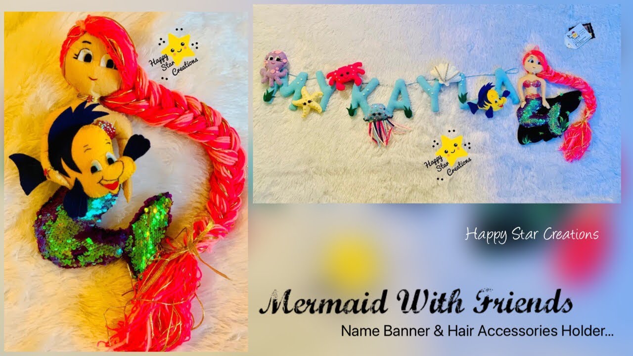 Mermaid with Friends | Name Banner | Hair Accessories Holder | Happy Star Creations