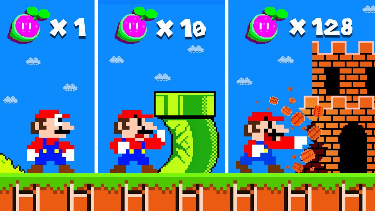 Super Mario Bros. but Every Seed makes Mario's Punch STRONGER! | Game Aniamtion
