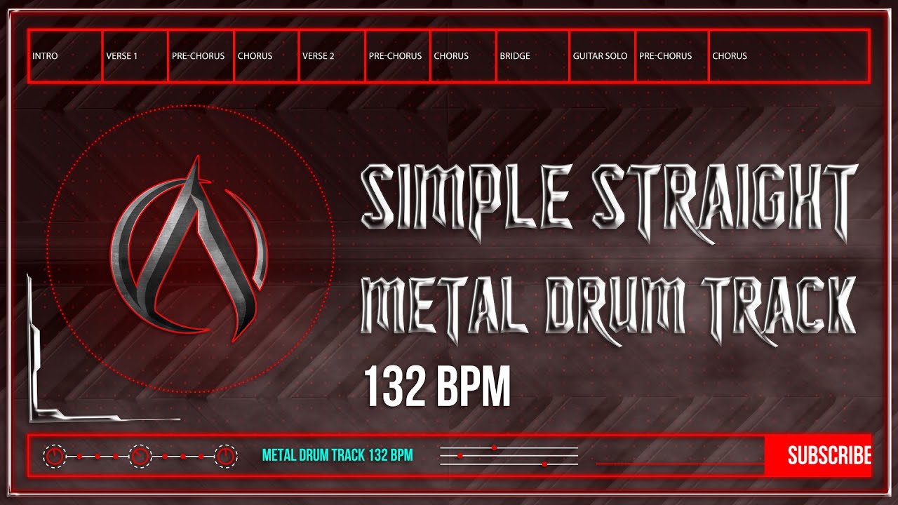 Simple Straight Metal Drum Track 132 BPM | Preset 3.0 (HQ,HD)