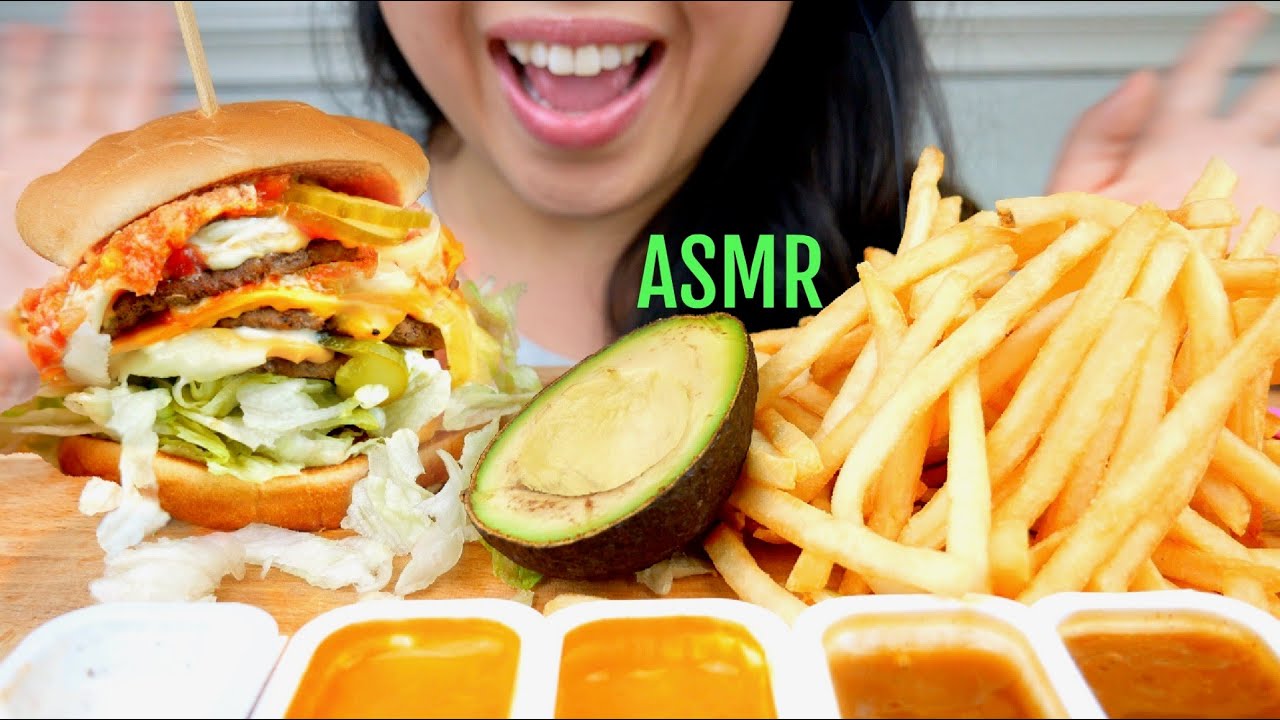 ASMR Deluxe Triple Cheeseburger + Fries + Chick-Fil-A copycat sauce +recipe 🍔🍟*No Talking* suellASMR