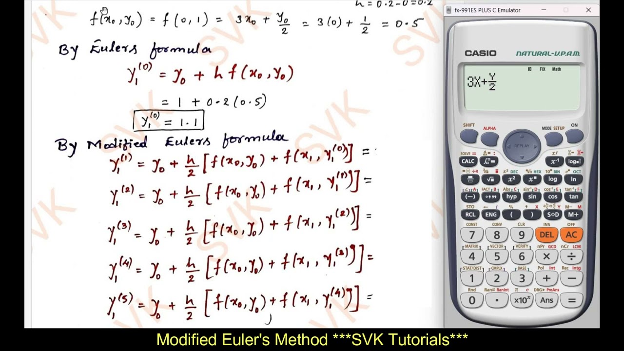 Modified Eluer's method | Shortcut to solve Modified Eluer's method by using Calculator