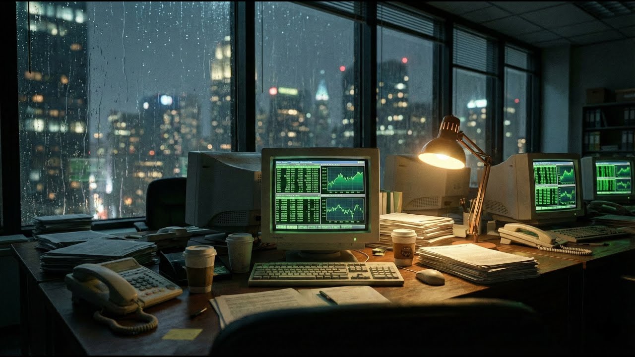 LATE NIGHT AUDIT 🌃 90s Wall Street Office Ambience | Deep Focus Jazz