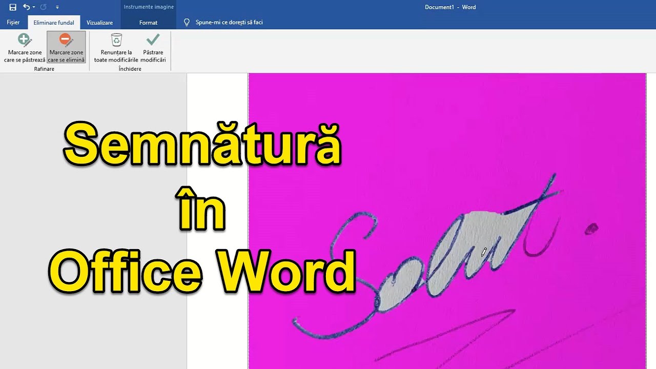 Semnătură transparenta pentru documente în Office Word