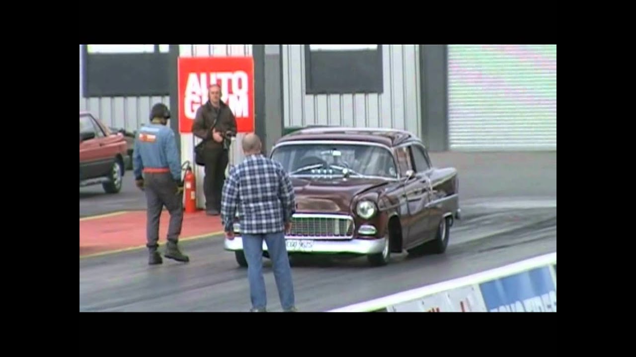 Bad Ass 55 Chevy Smokes VW Golf on 1/4 Mile @ Santa Pod