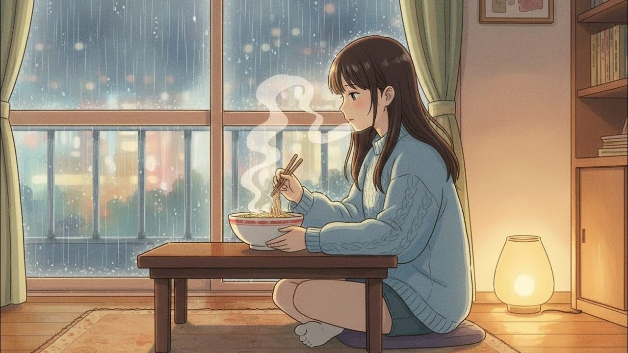 🌧️ Rainy Evening After Office | Quiet Bus Ride 🚍& Warm Ramen at Home🏡 ASMR