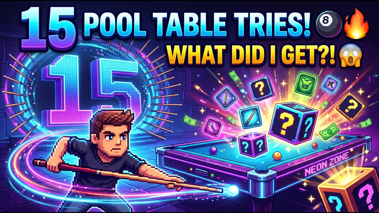 PIXELS︱ I Tried the Neon Zone Pool Table 15 TIMES! 🎱😱 What Rewards Did I Get?︱