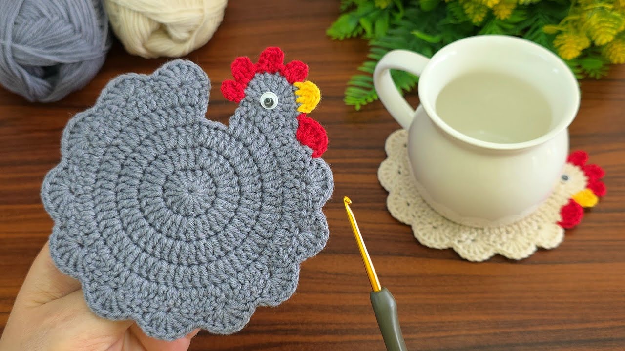 How to Make a Cute Chicken Coaster.Easy Crochet Project.How to? | Step by Step Instructions #crochet
