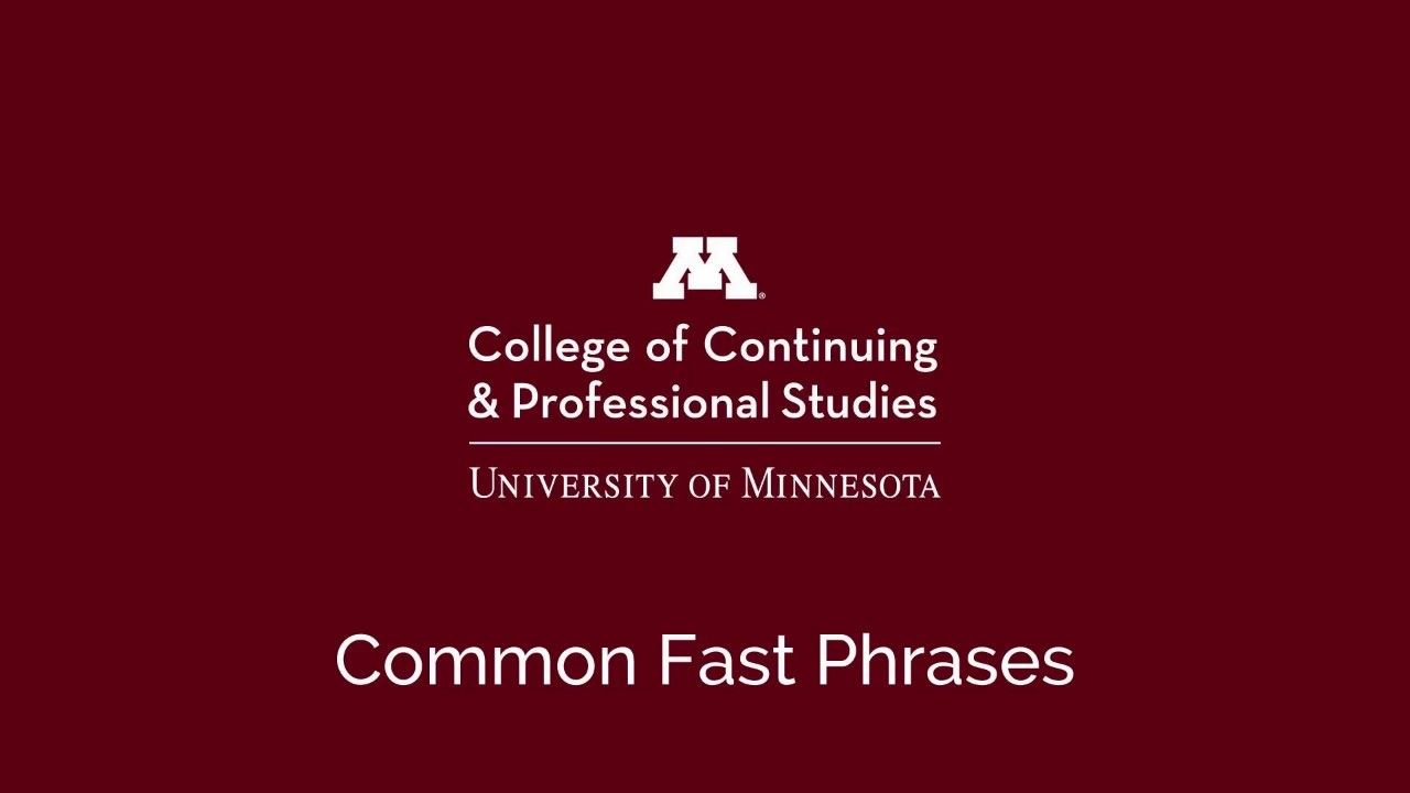 Listening to Fast Speech: Common Fast Phrases