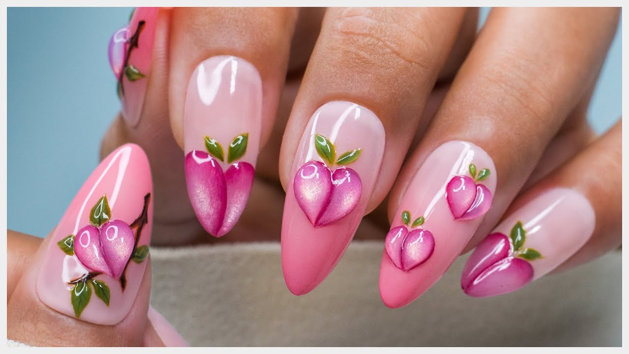 Juicy Peach🍑Nail Art Full Tutorial | Fun Summer Fruit Nail Art