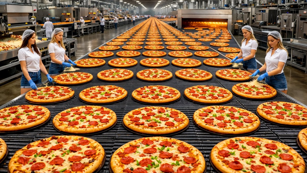 How Mass Production Pizza Is Made | Giant Food Factory Process