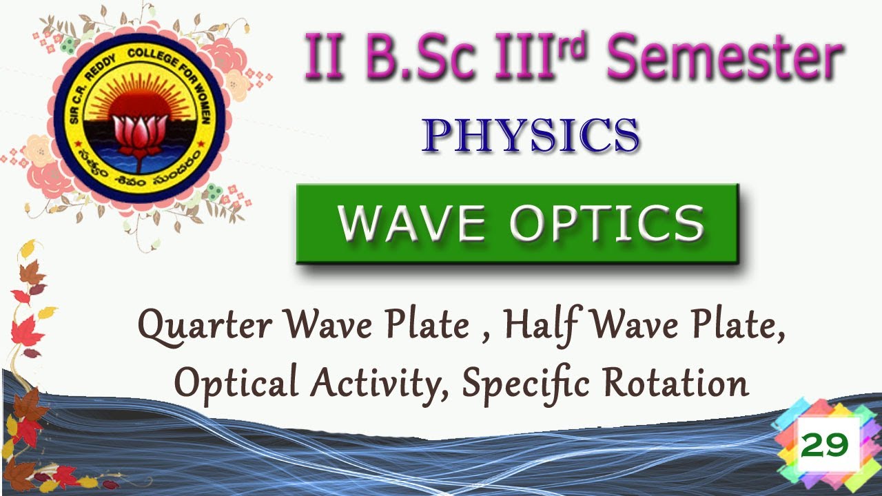 29 II BSc 3rd Sem -Wave Optics -Quarter/Half  Wave Plate , Optical Activity, Specific Rotation