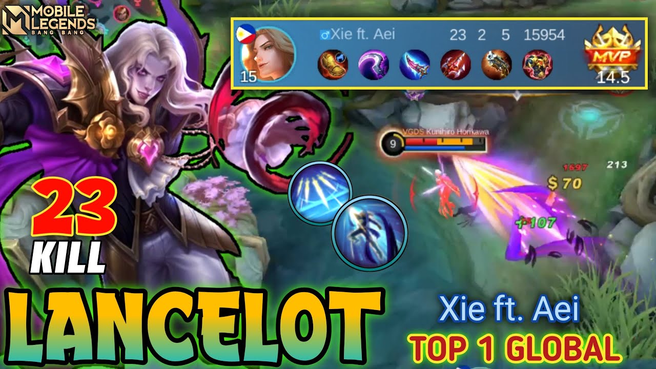 23 KILLS AGGRESSIVE ! LANCELOT ONE SHOT BUILD, Top 1 Global LANCELOT Gameplay 2023 - Mobile Legends