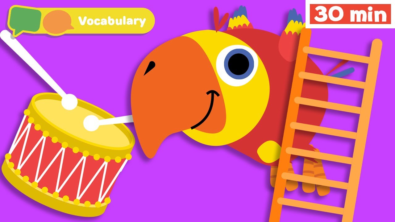 Learning First Words w Larry | Sensory Stimulation for Babies | Vocabulary for Kids | Vocabularry