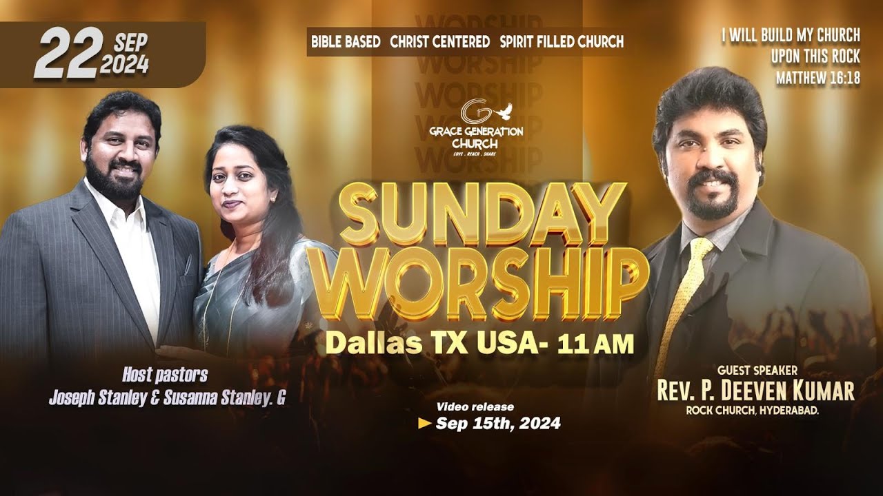 GGC Sunday Service II 22nd Sep2024 II Ps Joseph&Susanna Geddam II Rev.P.Deeven Kumar.