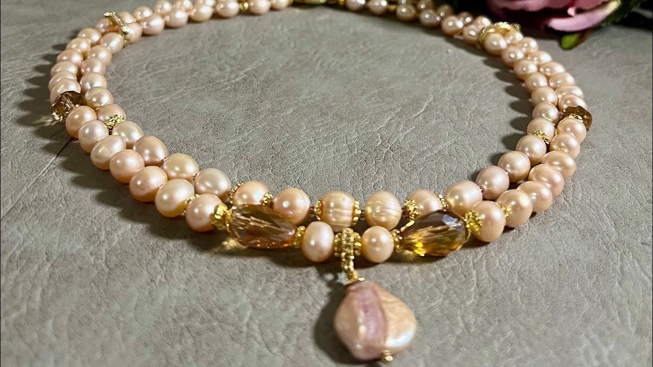 Создание 2-х рядного колье-трансформера «Royal Pearls” от@HalynaGemBeads#жемчужное колье