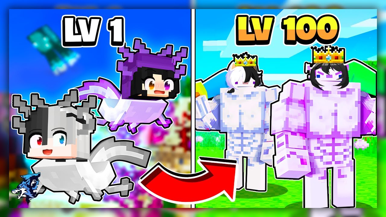 Minecraft Nhưng Bạn Tiến Hóa Thành Vua Axololt !!! Siro Và Noob Ruby Sinh Tồn Từ Level 1 Đến 100