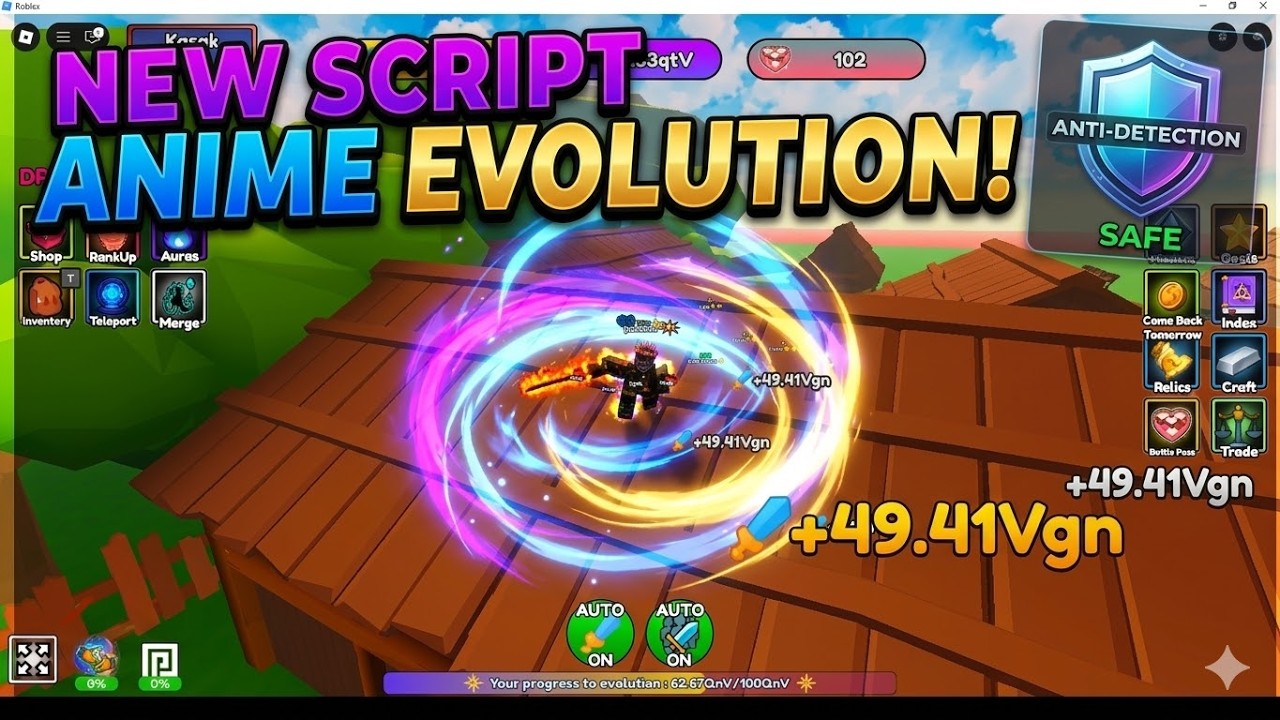 New Script Anime Evolution (Auto Farm,Magnect,Auto Egg) Roblox