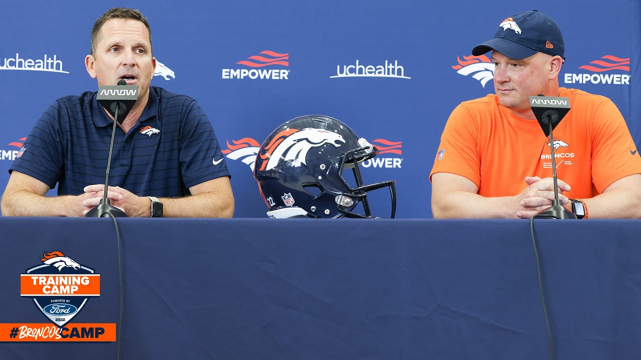 George Paton and Nathaniel Hackett meet the media ahead of 2022 Broncos training camp