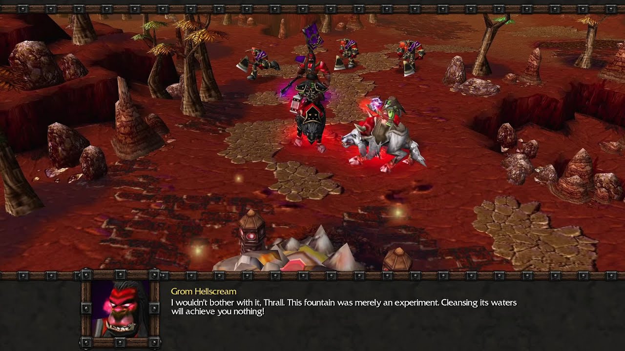 Thrall discovers a fountain with demonic corruption and a red Grom