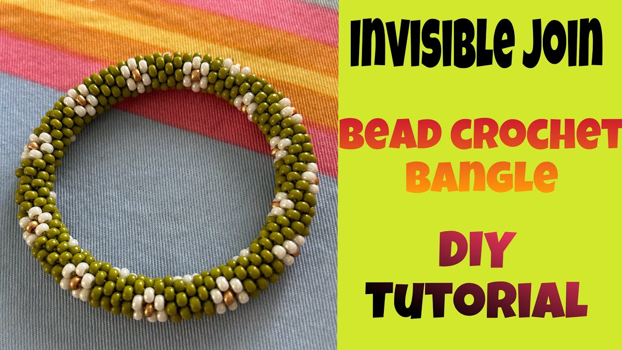 Invisible join bead crochet bangle bracelet. DIY easy tutorial for beginners. New technique to join.