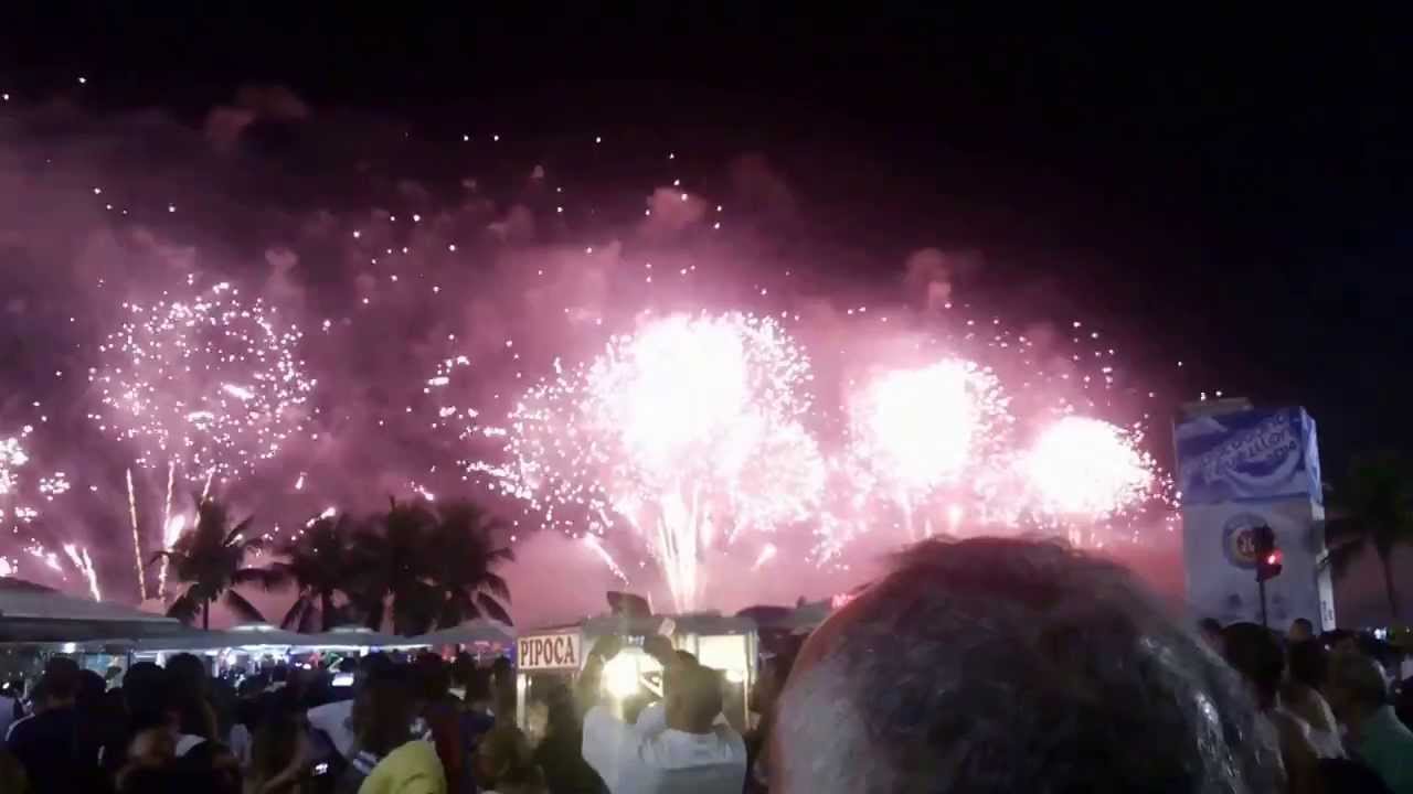 queima de fogos Copacabana - RJ  - Reveillon 2014 na íntegra