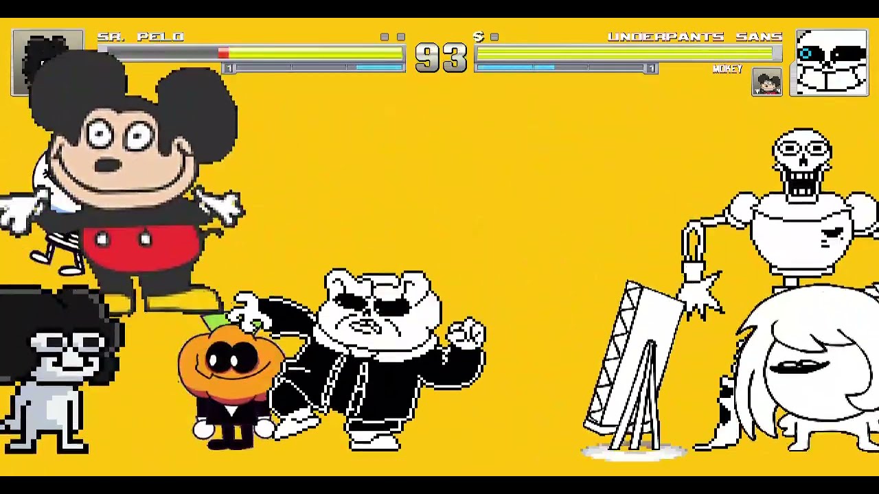 Mugen Battle Sr. Pelo VS Underpants Sans, Mokey, Ill & Skid & Pump