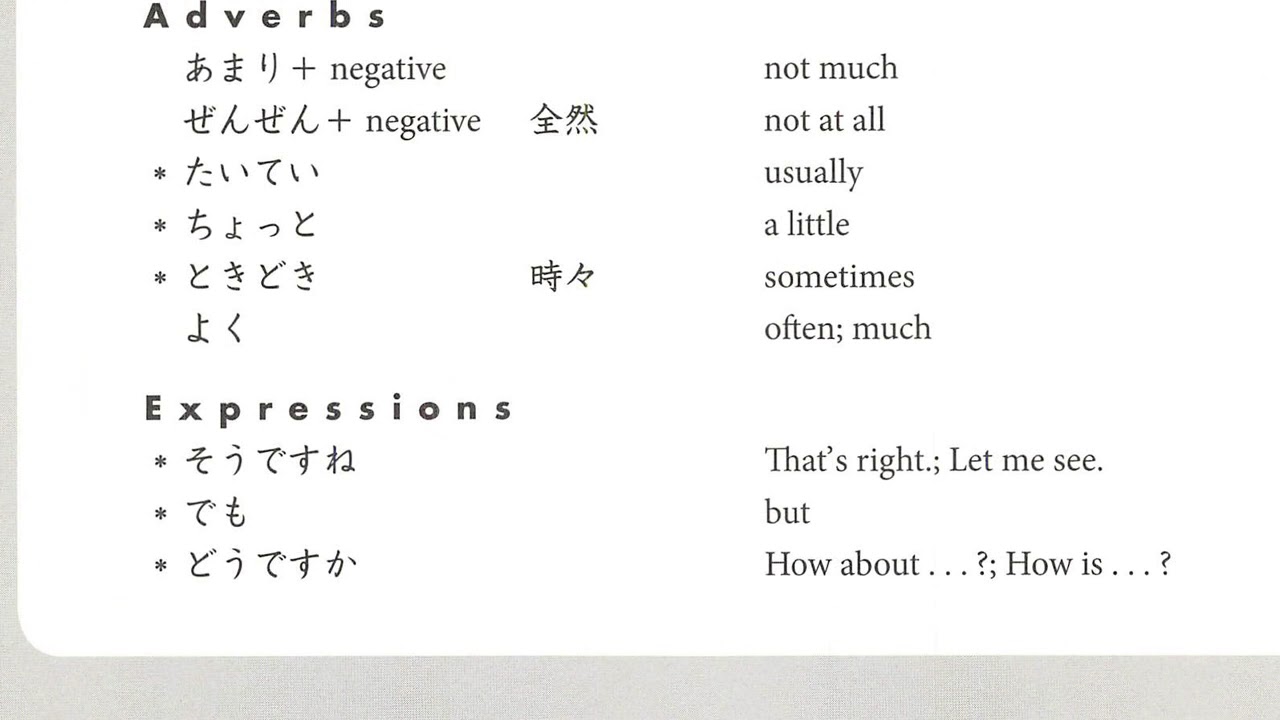 Revision Genki textbook lesson 3