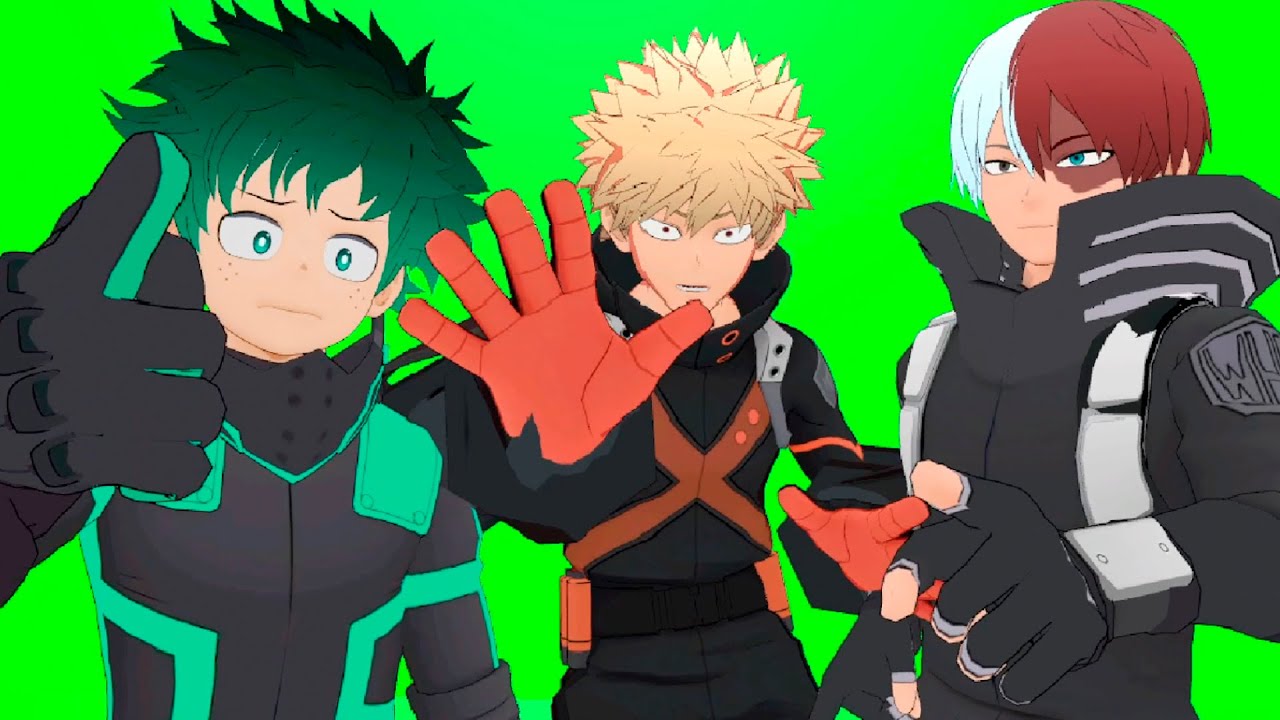 Deku, Bakugou e Todoroki em Boku no Hero Vr