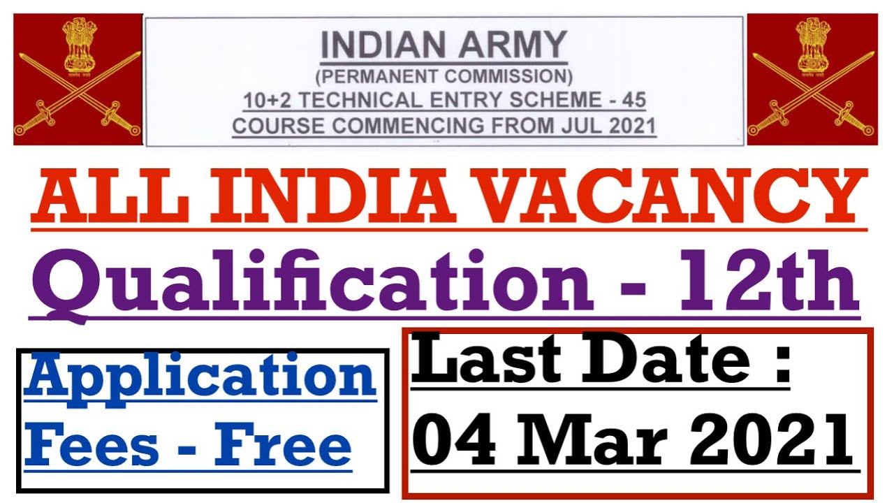 Indian Army Recruitment 2021 // Army Vacancy 2021 // Join Indian Army 2021 // 12th Pass // All India