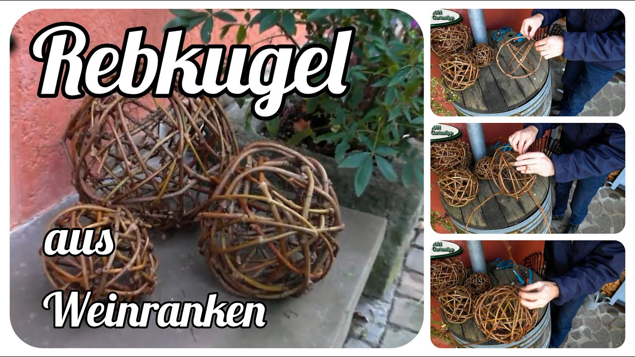 Gartentipp Oktober 1005 Rebkugeln aus Ranken vom wilden Wein flechten