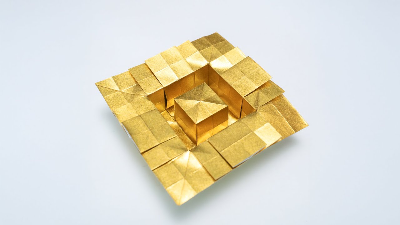 Geometric Origami Tutorial:  Box in Hole  #geometry  #origami #kamioristudio