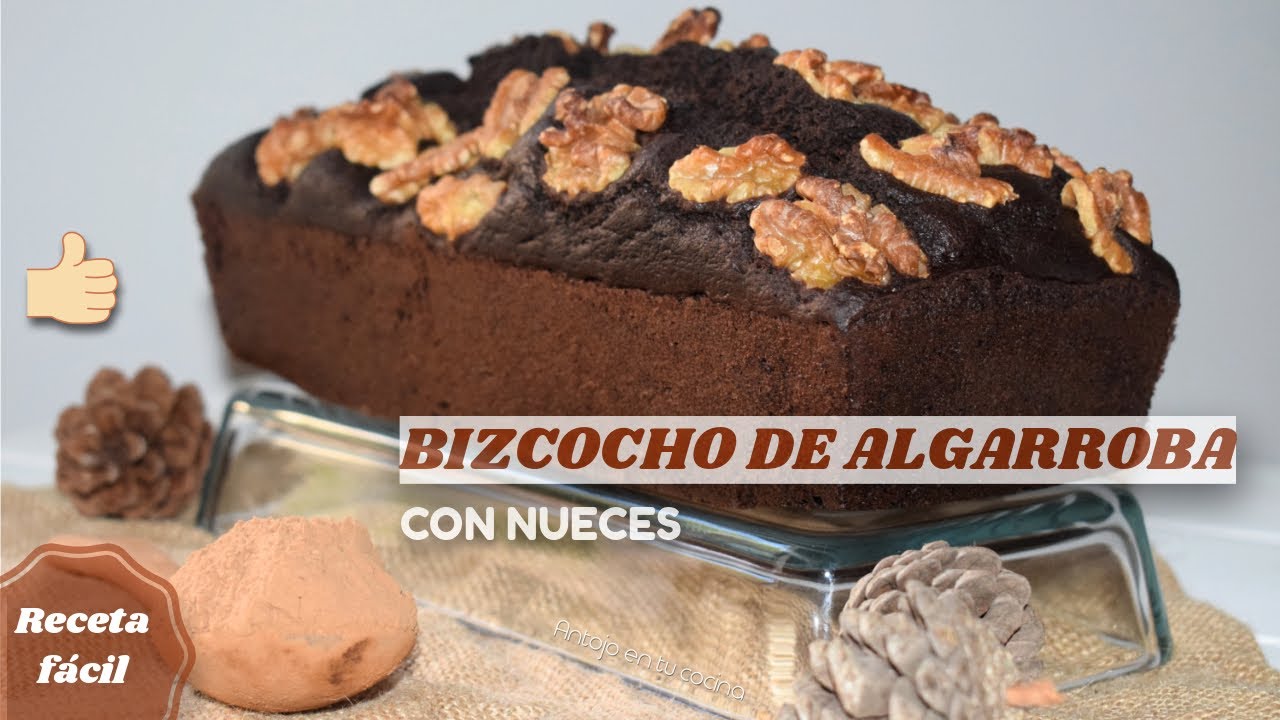 BIZCOCHO DE HARINA DE ALGARROBA CON NUECES ⭐ FÁCIL, RÁPIDO Y SALUDABLE ⭐