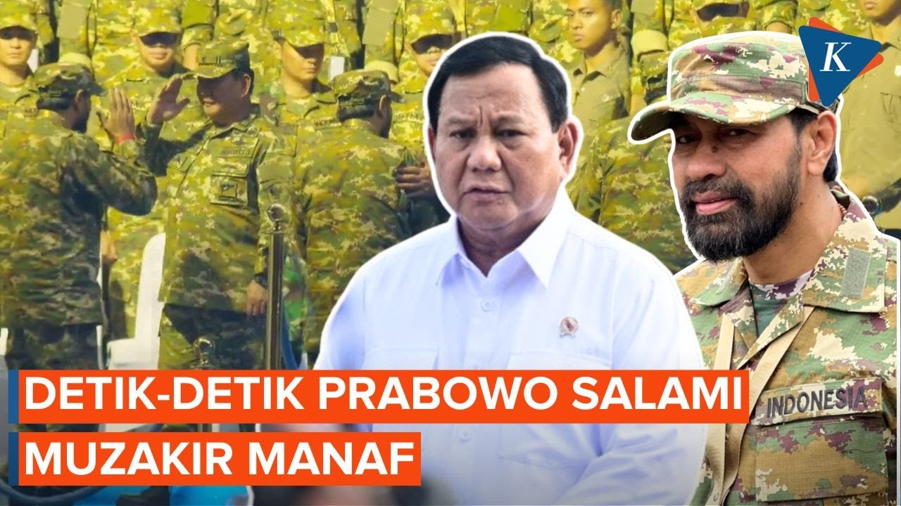 Momen Prabowo Jabat Tangan Muzakir Manaf Usai Upacara Parade Senja